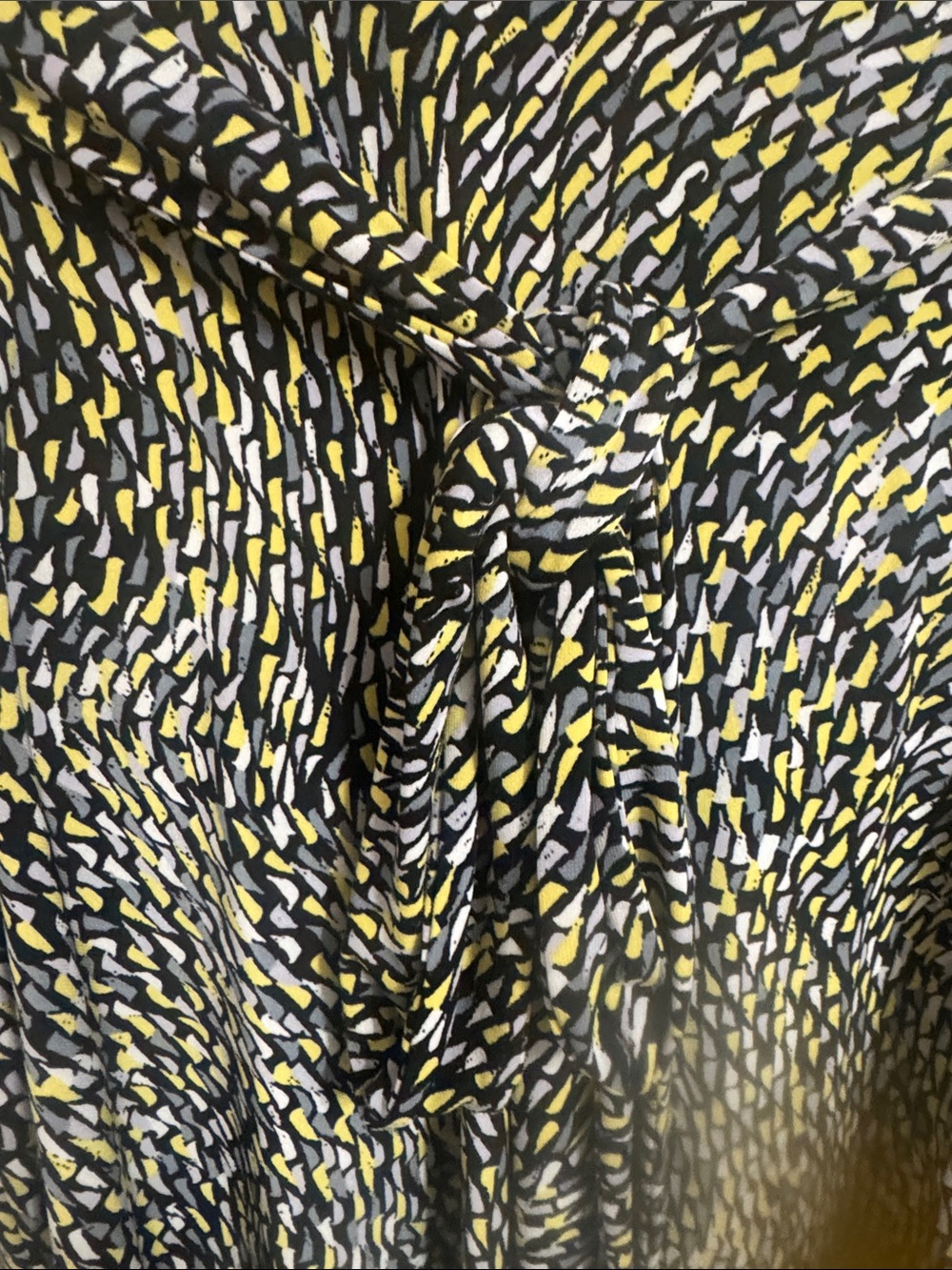 Jones New York Black, Yellow & White Abstract Midi Wrap Dress - Picture 3 of 5